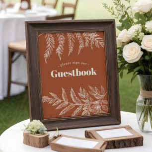Fern Woodland Bröllop Guestbook-tecken Poster