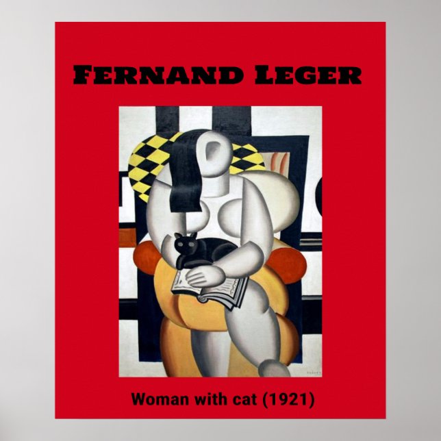 Fernand Leger: Woman with cat (1921) Poster (Framsidan)
