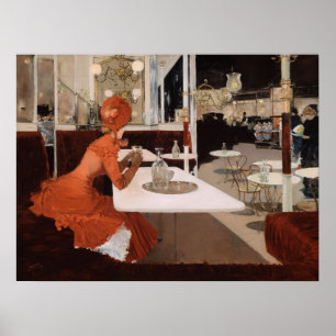 Fernand Lungren, i Cafe, Paris, c1883 Poster