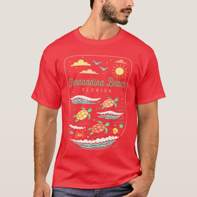Fernandina Beach FL Cute Beach Vacation Sea Turtle T Shirt (Framsida)