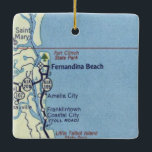 Fernandina Beach FL Vintage Karta Julgransprydnad Keramik<br><div class="desc">Fernandina Beach Florida-julprydnad gjord med karta 1955.</div>