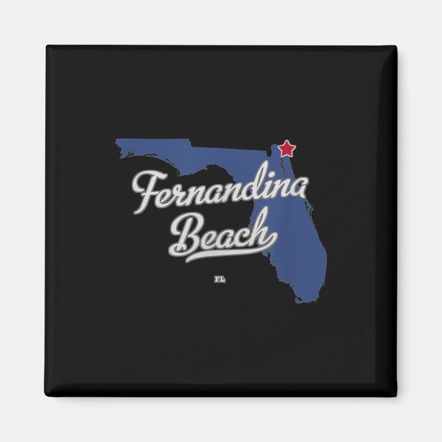 Fernandina Beach Florida Fl Karta  Magnet (Framsidan)