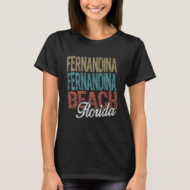 FERNANDINA BEACH Florida HIBISCUS & SCRIPT Tre T Shirt (Framsida)