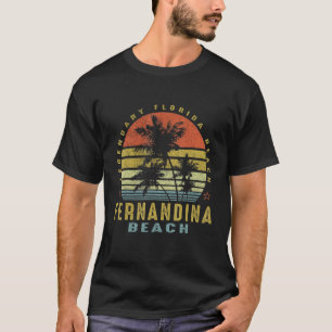 Fernandina Beach Retro Handflatan Sunset Beach Des T Shirt
