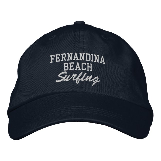 Fernandina Beach Surfing Embroized Baseball Hat Broderad Keps (Framsida)