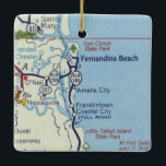 Fernandina Beach Vintage Karta Julgransprydnad Keramik<br><div class="desc">Julprydnadsföremål för Fernandina Beach Florida och Nassauville.</div>