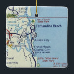 Fernandina Beach Vintage Karta Julgransprydnad Keramik<br><div class="desc">Julprydnadsföremål för Fernandina Beach Florida och Nassauville.</div>