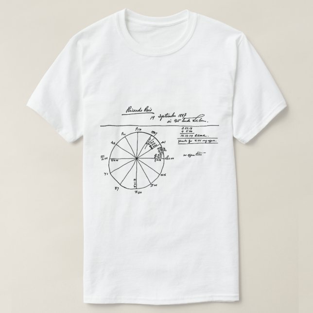 FERNANDO PESSOA ASTROLOGISK STADGA FÖR RICARDO REI T SHIRT (Design framsida)