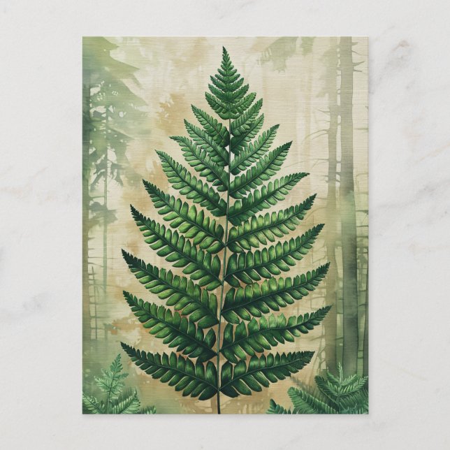 Fernblad Botaniska Vykort (Framsida)