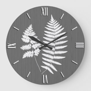Fernerfronter, vit på träkol-Grått / Grått Stor Klocka