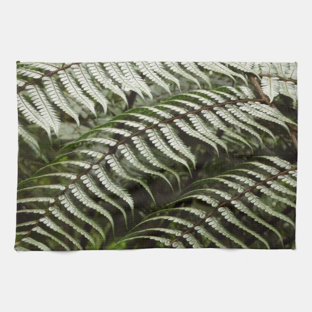 Fernfransar II Mörkgrön natur Kökshandduk (Horisontell)