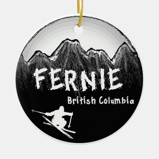 Fernie British Columbia Canada ski Julgransprydnad Keramik (Framsidan)
