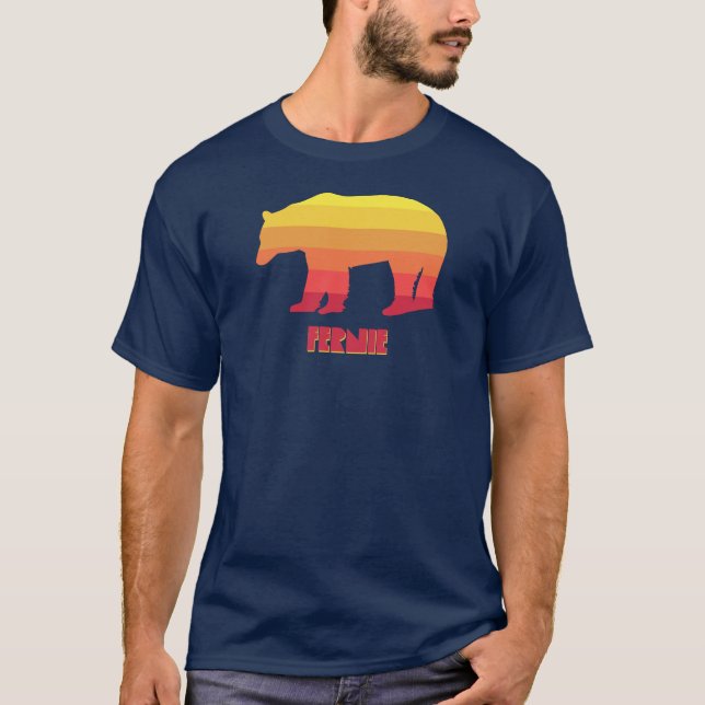 Fernie British Columbia Rainbow Bear T Shirt (Framsida)