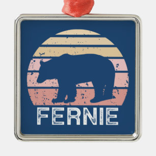 Fernie British Columbia Retro Björn Julgransprydnad Metall