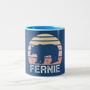 Fernie British Columbia Retro Björn Två-Tonad Mugg