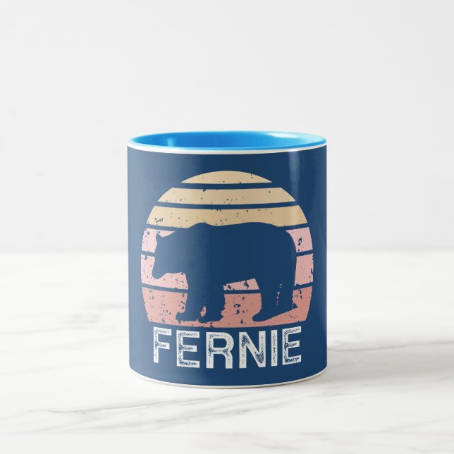 Fernie British Columbia Retro Björn Två-Tonad Mugg (Center)