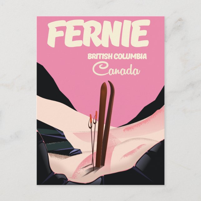Fernie British Columbia skidposter Vykort (Framsida)