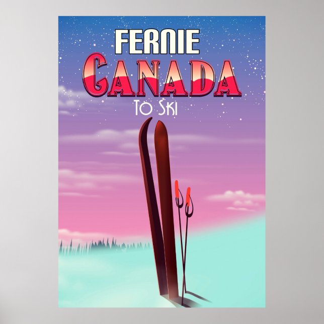 Fernie Kanada skidestination affisch. Poster (Framsidan)