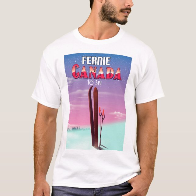 Fernie Kanada skidestination affisch. T Shirt (Framsida)