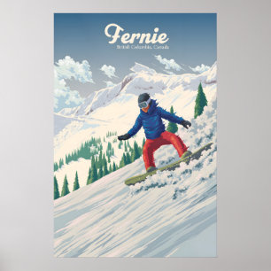 Fernie Kanada Snowboard Reseskylt Poster