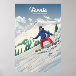 Fernie Kanada Snowboard Reseskylt Poster