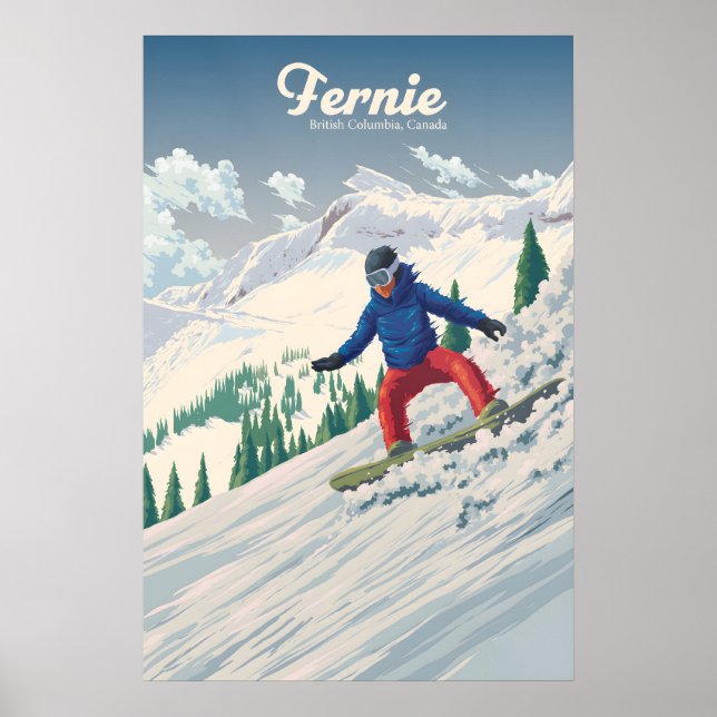 Fernie Kanada Snowboard Reseskylt Poster (Framsidan)