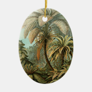 Ferns Handflatan Träd Antique Botanical Ferns Art Julgransprydnad Keramik