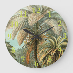 Ferns Handflatan Träd Antique Botanical Ferns Art Stor Klocka