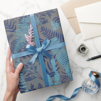 Ferns in Blue and Turquoise Wrapping Paper Presentpapper