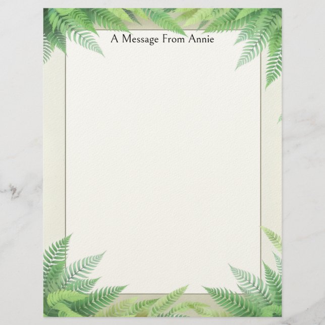 Ferns on a Frame Stationery Paper Brevhuvud (Framsida)
