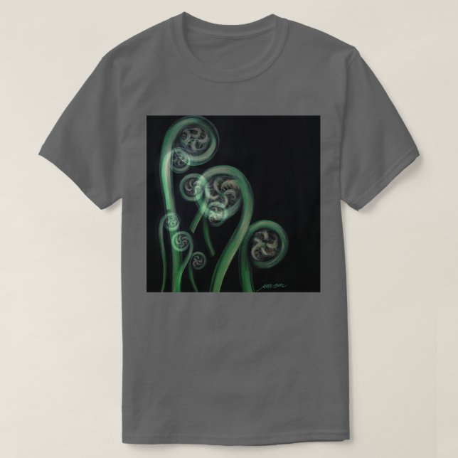 Ferns on Black Moko T Shirt (Design framsida)