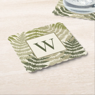 Ferns Pattern Custom Monogram  Underlägg Papper