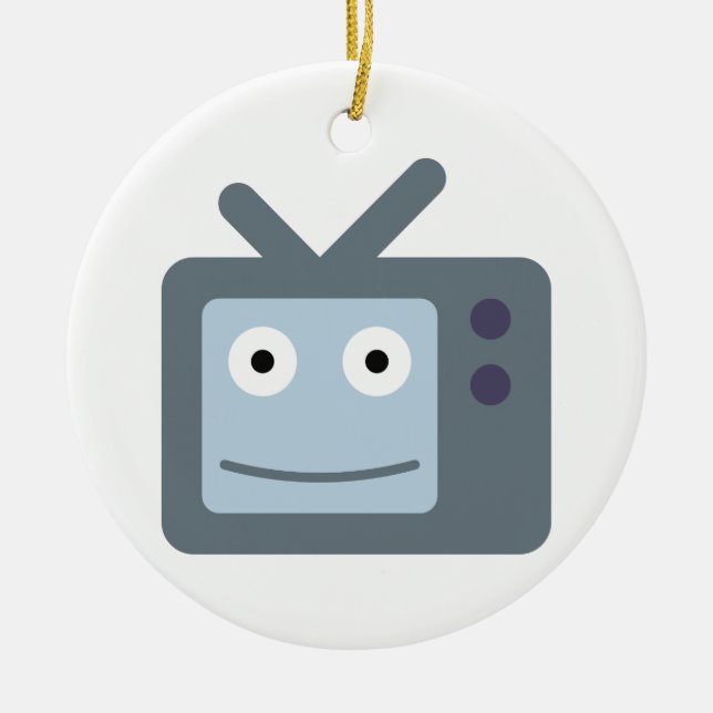 Fernseher TV television set Julgransprydnad Keramik (Framsidan)