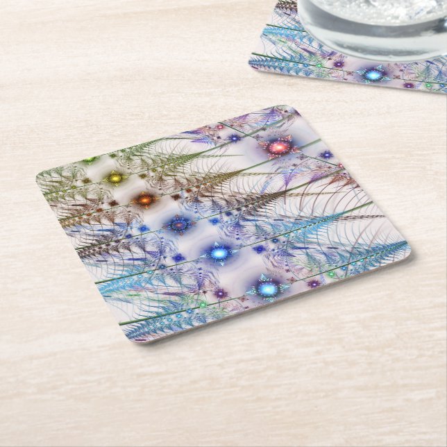 Ferns'N Flowers Abstrakt Underlägg Papper Kvadrat (Vinklad)