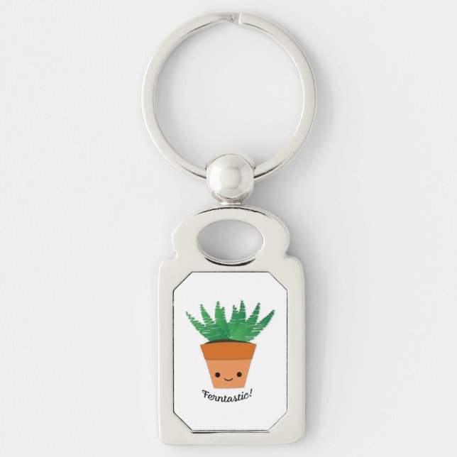 Ferntastic Fern Rektangulärt Silverfärgad Nyckelring (Framsidan)