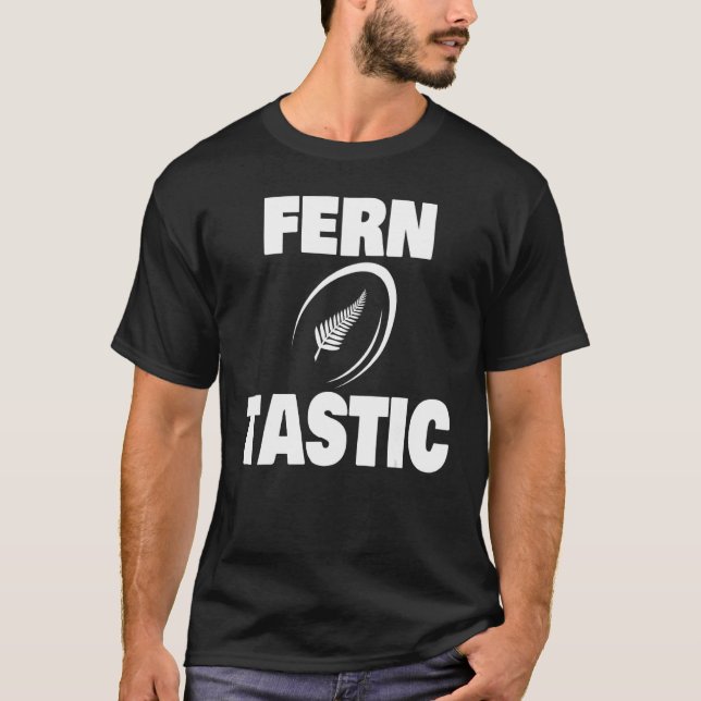 Ferntastic Rugby Silver Fern T Shirt (Framsida)