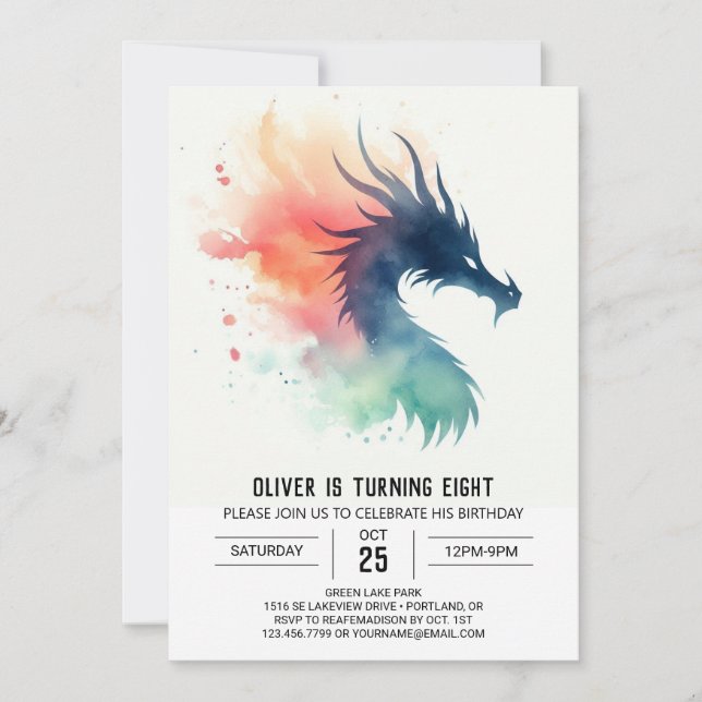 Ferocious Dragon Birthday Children Inbjudningar (Framsida)