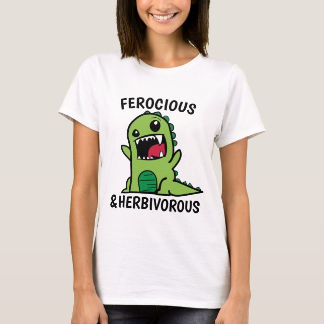 FEROCIOUS & HERBIVOROUS Funny Vegetarian T-shirts (Framsida)