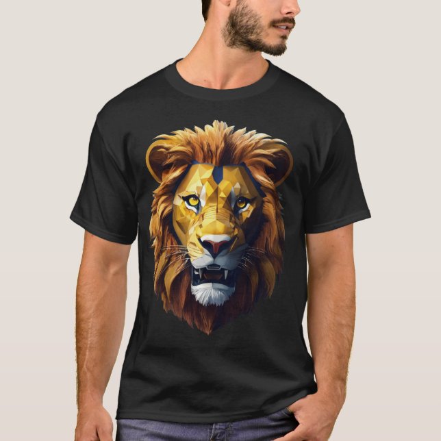Ferocious Reverie: 4D Realistic Lejon Art Manar T Shirt (Framsida)