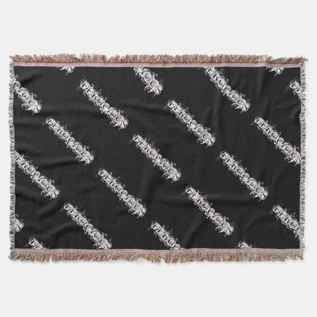 Ferocious Tattoo-Stil Blanket - Black and White Filt (Framsidan)