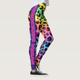 Ferocious Vegan-vibrant rainbow leopard avtryck Leggings
