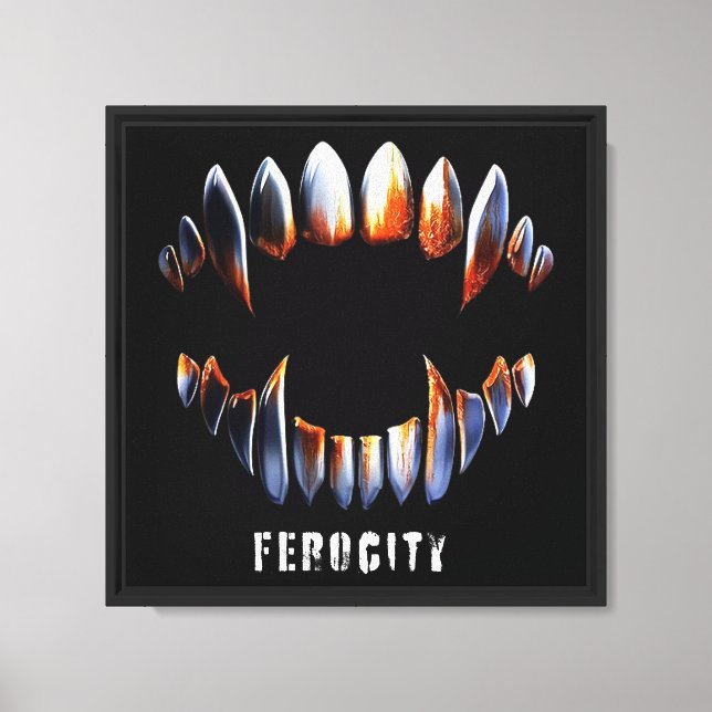 Ferocity Vampire Fangs Grunge Gothic Art Canvastryck (Framsida)
