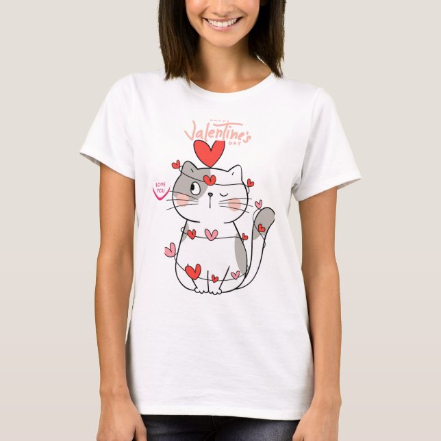 "Ferr Hugs Cat Valentine Shirt T Shirt (Framsida)