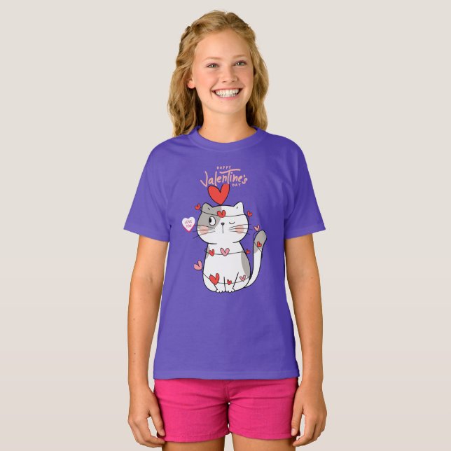 Ferr Hugs Cat Valentine Shirt T Shirt (Hel framsida)