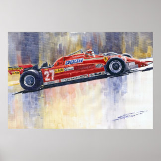 Ferrari 126 CK Gilles Villeneueve Spansk GP 1981 Poster