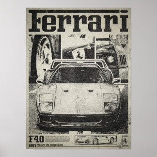 Ferrari F40 Vintage affisch