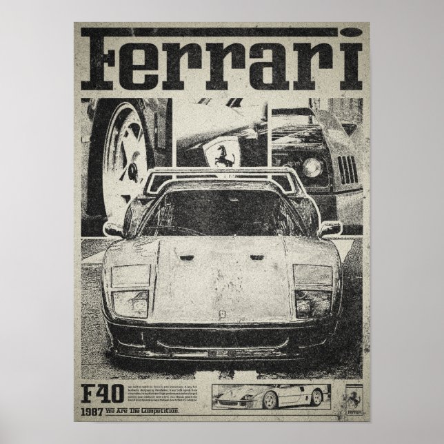 Ferrari F40 Vintage affisch (Framsidan)