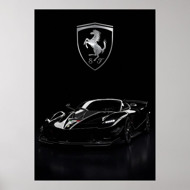Ferrari FXX-K Black Hypercar | Mörk Superbil Poster (Framsidan)