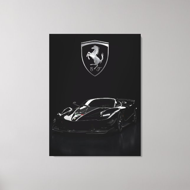 Ferrari FXX-K Svart Hypercar | Mörk Superbil Canvastryck (Framsida)