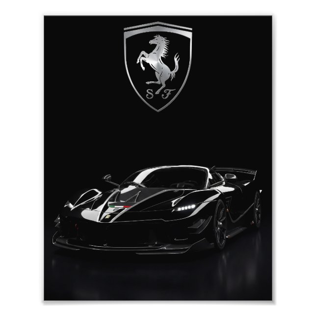 Ferrari FXX-K Svart Hypercar | Mörk Superbil Fototryck (Framsidan)